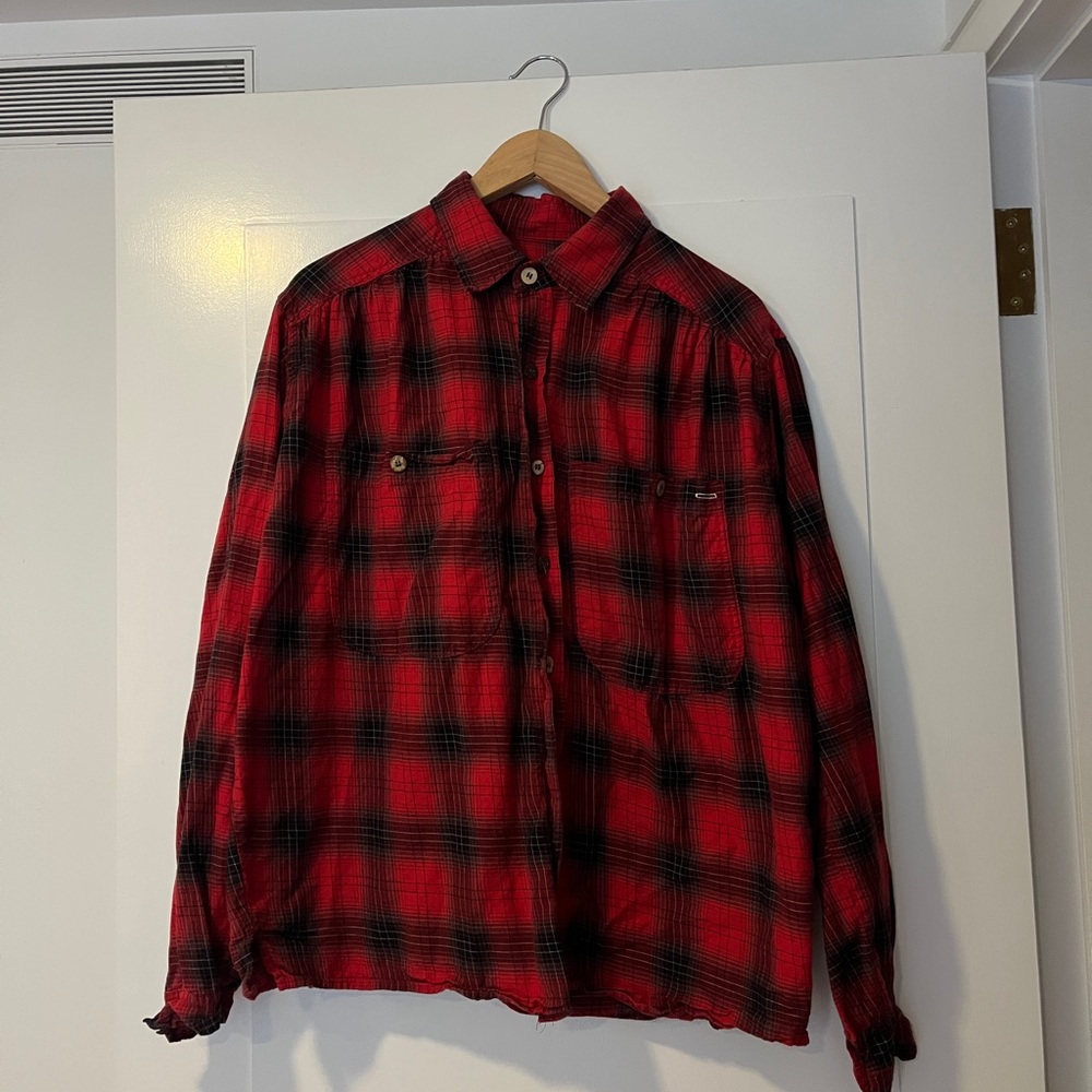 Teddy Forever Red & Black Plaid Button-Up Shirt